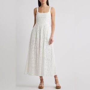Saylor Maryl Open Stitch Sleeveless Maxi Dress White